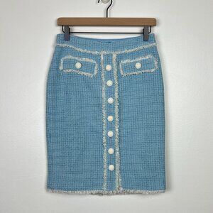 Generation Love Sonya Contrast Tweed Skirt French Blue/Cream Women Size 4 NWT